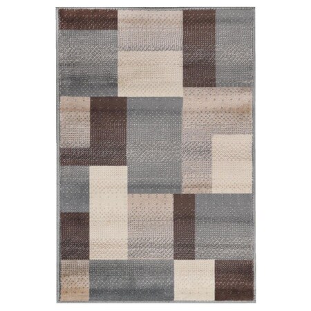 Palacedesigns 4 x 6 ft. Patchwork Power Loom Stain Resistant Rectangle Area Rug - Grey PA3094385